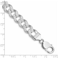 Sterling Silver Rhodium-Plated 11.0mm Pave Curb Chain Bracelet - 8" Length by Lumare Gioia