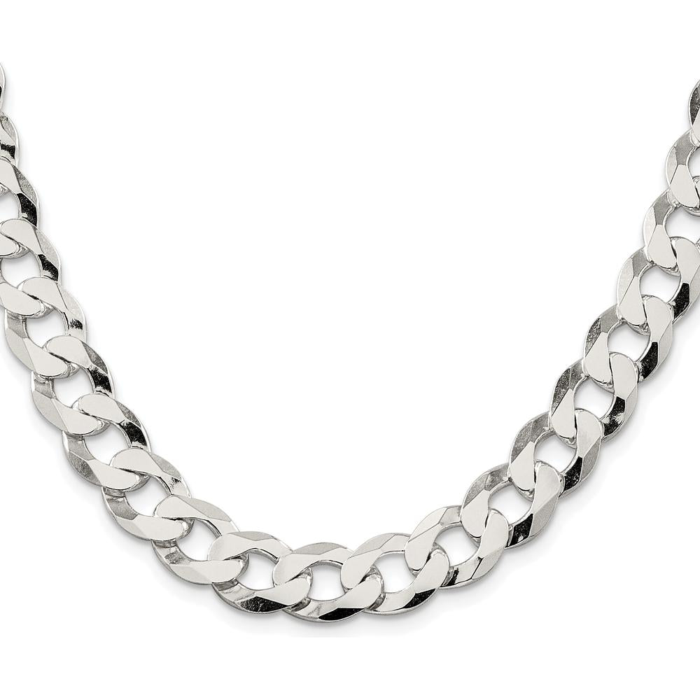 Sterling Silver Rhodium-Plated 11.75mm Flat Curb Chain - 20" by Lumare Gioia