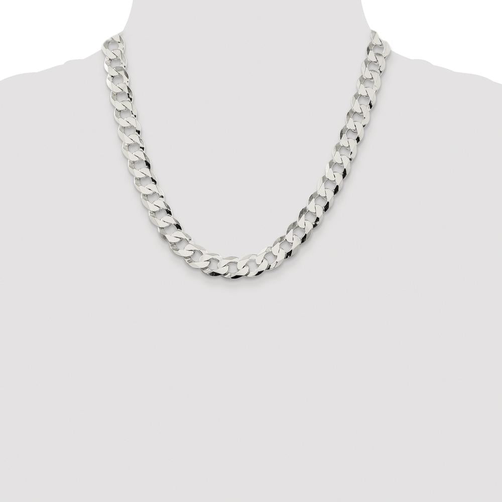 Sterling Silver Rhodium-Plated 11.75mm Flat Curb Chain - 20" by Lumare Gioia