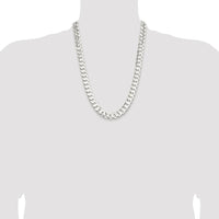 Sterling Silver Rhodium-Plated 11.9mm Concave Beveled Curb Chain - 24" Length by Lumare Gioia