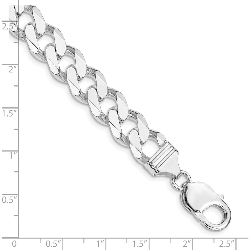 Sterling Silver Rhodium-Plated 11mm Curb Chain Bracelet - 8 Inches Length by Lumare Gioia