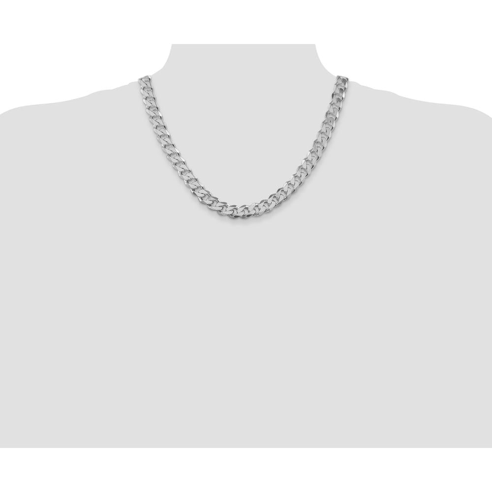 Sterling Silver Rhodium-Plated 11mm Curb Chain Necklace - 20" Length by Lumare Gioia