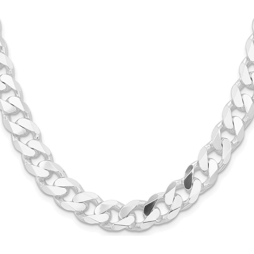 Sterling Silver Rhodium-Plated 11mm Curb Chain Necklace - 22 inches by Lumare Gioia