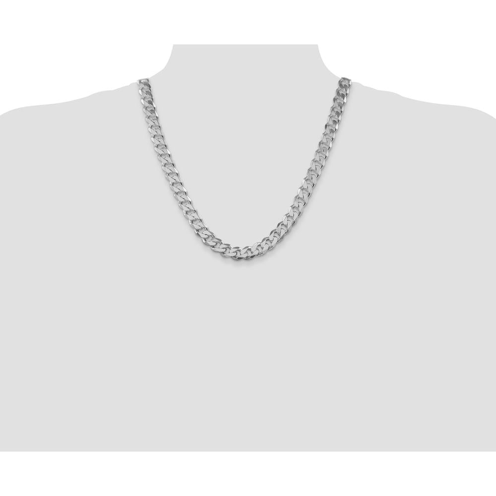 Sterling Silver Rhodium-Plated 11mm Curb Chain Necklace - 22 inches by Lumare Gioia