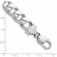 Sterling Silver Rhodium-Plated 11mm Domed Curb Chain Bracelet with Diamond-Cut Texture by Lumare Gioia