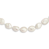 Sterling Silver Rhodium-Plated 11x14mm White Keshi Freshwater Cultured Pearl 18" Necklace by Monteluci Fine Jewelry