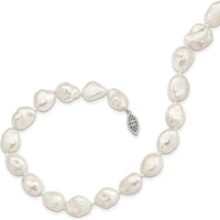 Sterling Silver Rhodium-Plated 11x14mm White Keshi Freshwater Cultured Pearl 18" Necklace by Monteluci Fine Jewelry