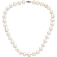 Sterling Silver Rhodium-Plated 12-13mm Freshwater Cultured Pearl Necklace - 18 Inches by Monteluci Fine Jewelry