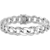 Sterling Silver Rhodium-Plated 12mm Skull Curb Link Bracelet - 8.25in Length by Lumare Gioia
