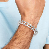 Sterling Silver Rhodium-Plated 12mm Skull Curb Link Bracelet - 8.25in Length by Lumare Gioia