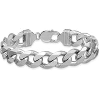 Sterling Silver Rhodium-Plated 13mm Curb Chain Bracelet - 8 Inches by Lumare Gioia