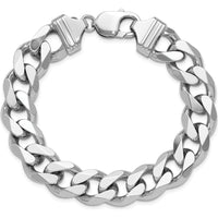 Sterling Silver Rhodium-Plated 13mm Curb Chain Bracelet - 8 Inches by Lumare Gioia