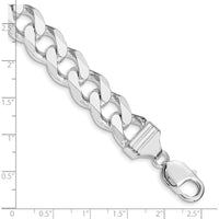 Sterling Silver Rhodium-Plated 13mm Curb Chain Bracelet - 9" Length by Lumare Gioia