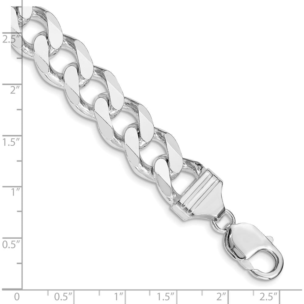 Sterling Silver Rhodium-Plated 13mm Curb Chain Bracelet - 9" Length by Lumare Gioia