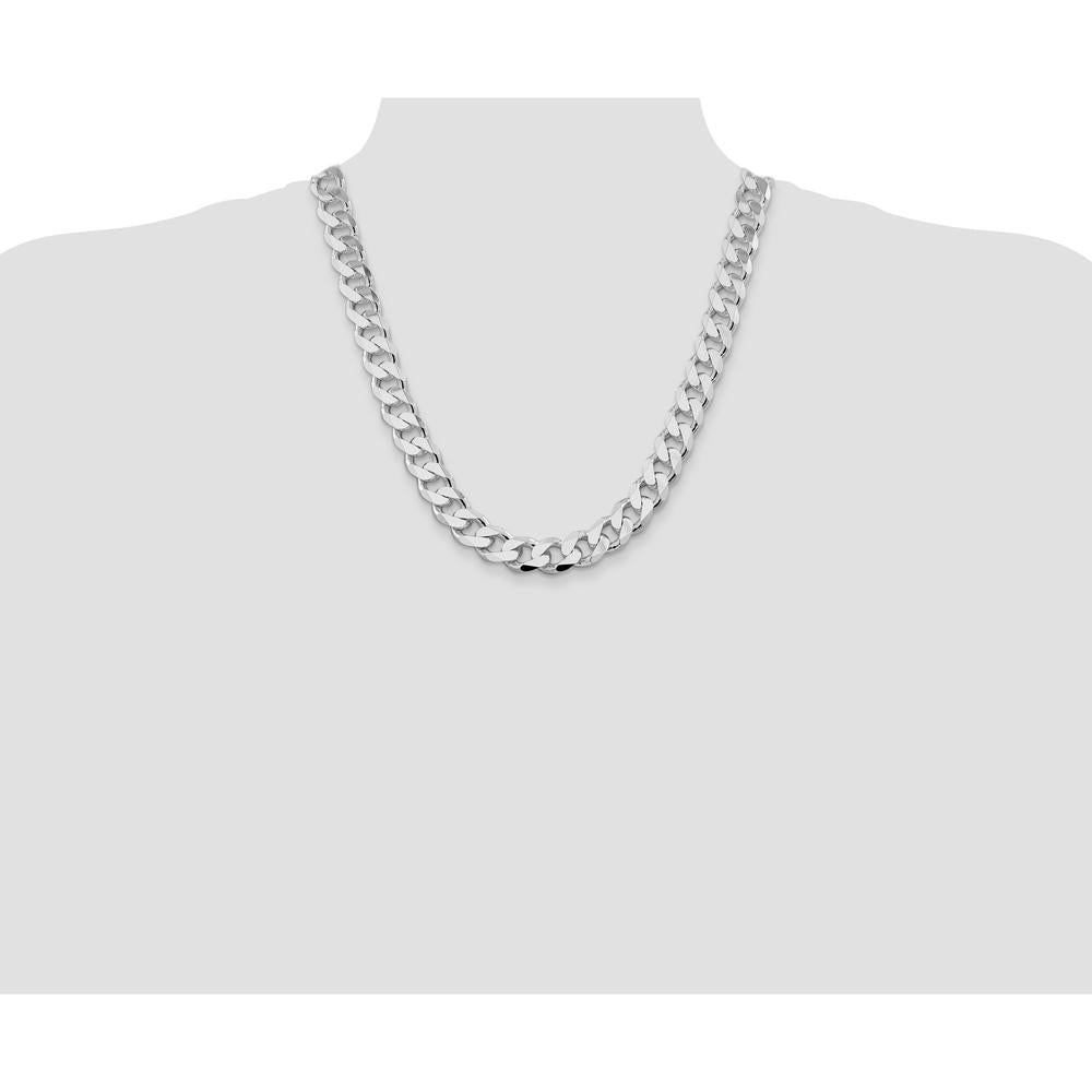 Sterling Silver Rhodium-Plated 13mm Curb Chain Necklace - 22" Length by Lumare Gioia