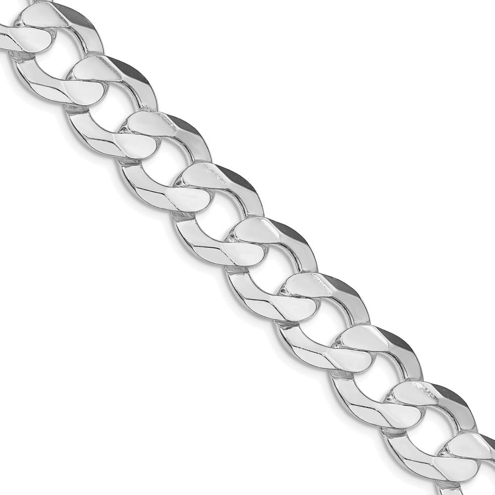 Sterling Silver Rhodium-Plated 14.0mm Concave Beveled Curb Chain - 20" Length by Lumare Gioia