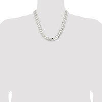 Sterling Silver Rhodium-Plated 14.0mm Concave Beveled Curb Chain - 20" Length by Lumare Gioia