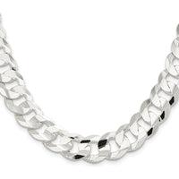 Sterling Silver Rhodium-Plated 14.0mm Concave Beveled Curb Chain - 24 inches by Lumare Gioia