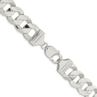 Sterling Silver Rhodium-Plated 14.0mm Concave Beveled Curb Chain - 24 inches by Lumare Gioia