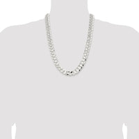Sterling Silver Rhodium-Plated 14.0mm Concave Beveled Curb Chain - 24 inches by Lumare Gioia