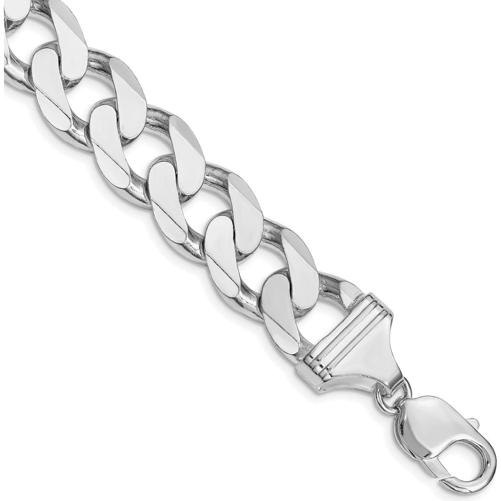 Sterling Silver Rhodium-Plated 14.5mm Curb Chain Bracelet - 10 Inches Long by Lumare Gioia