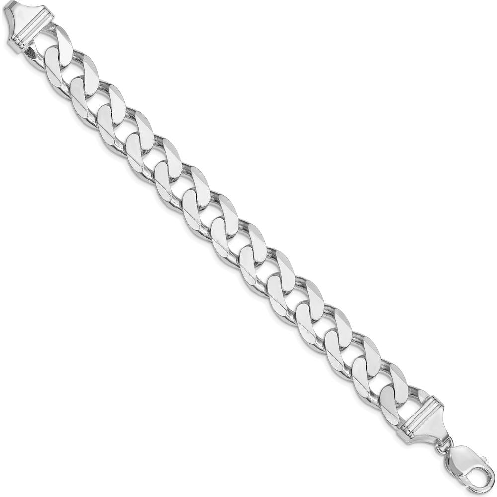 Sterling Silver Rhodium-Plated 14.5mm Curb Chain Bracelet - 10 Inches Long by Lumare Gioia