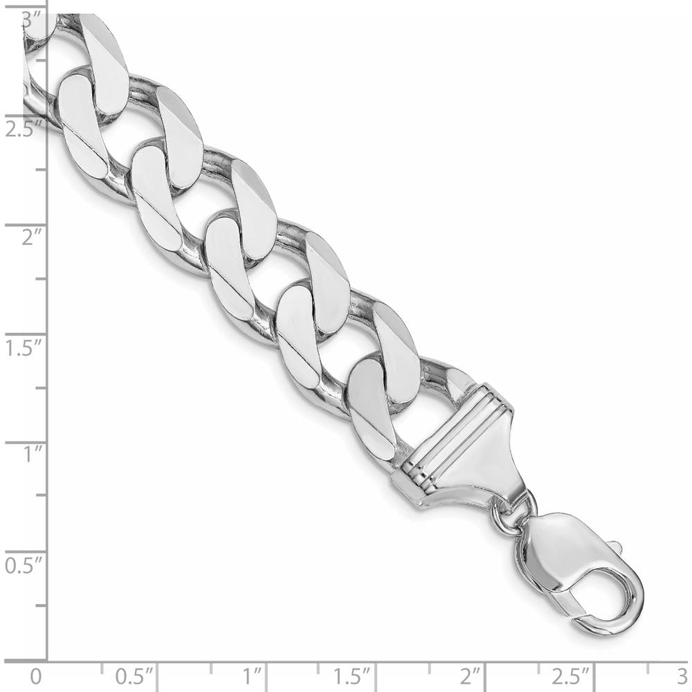 Sterling Silver Rhodium-Plated 14.5mm Curb Chain Bracelet - 10 Inches Long by Lumare Gioia