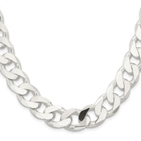 Sterling Silver Rhodium-Plated 14.5mm Curb Chain Necklace - 24 Inches by Lumare Gioia