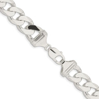 Sterling Silver Rhodium-Plated 14.5mm Curb Chain Necklace - 24 Inches by Lumare Gioia