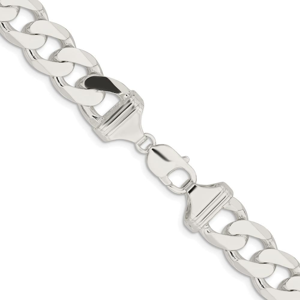 Sterling Silver Rhodium-Plated 14.5mm Curb Chain Necklace - 24 Inches by Lumare Gioia