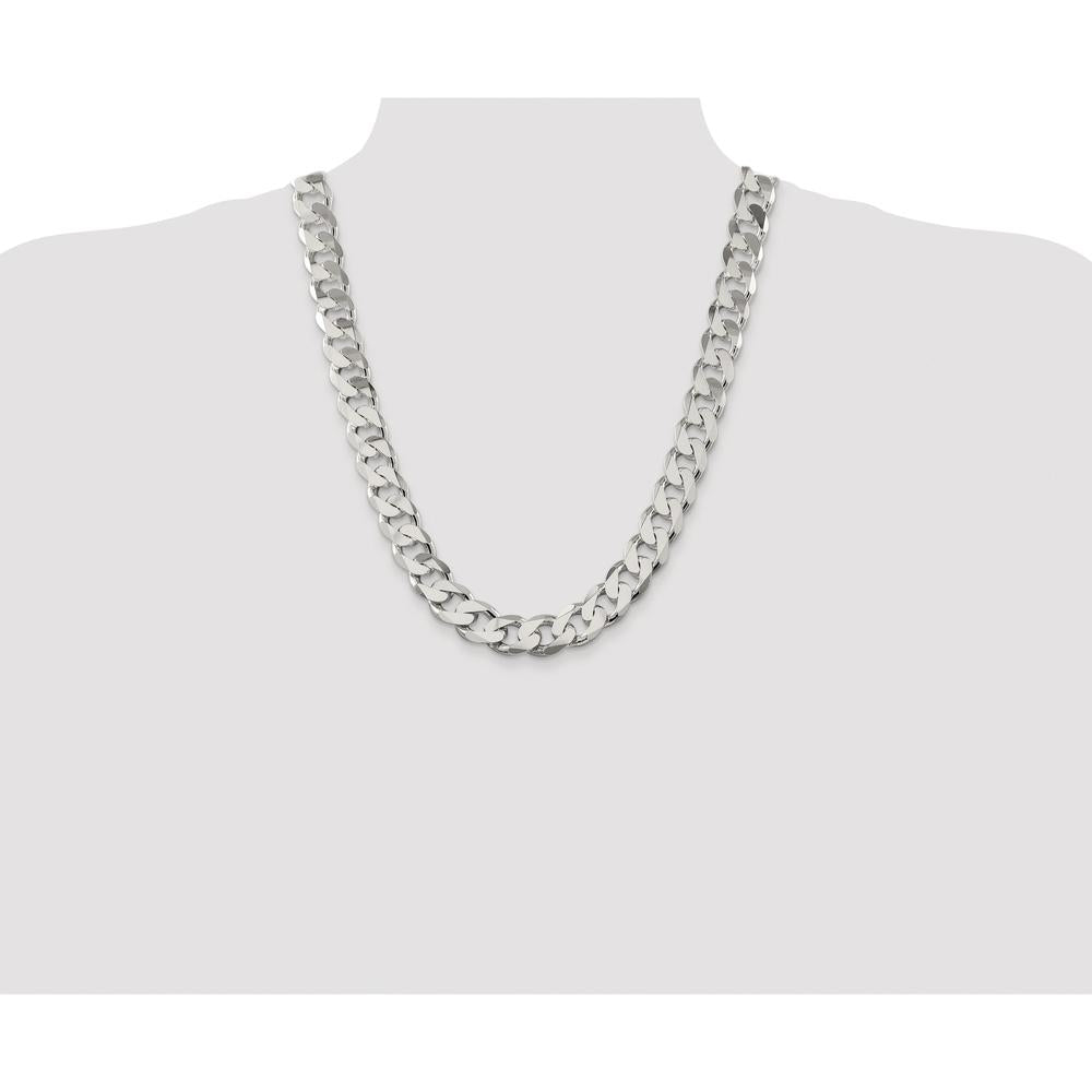 Sterling Silver Rhodium-Plated 14.5mm Curb Chain Necklace - 24 Inches by Lumare Gioia