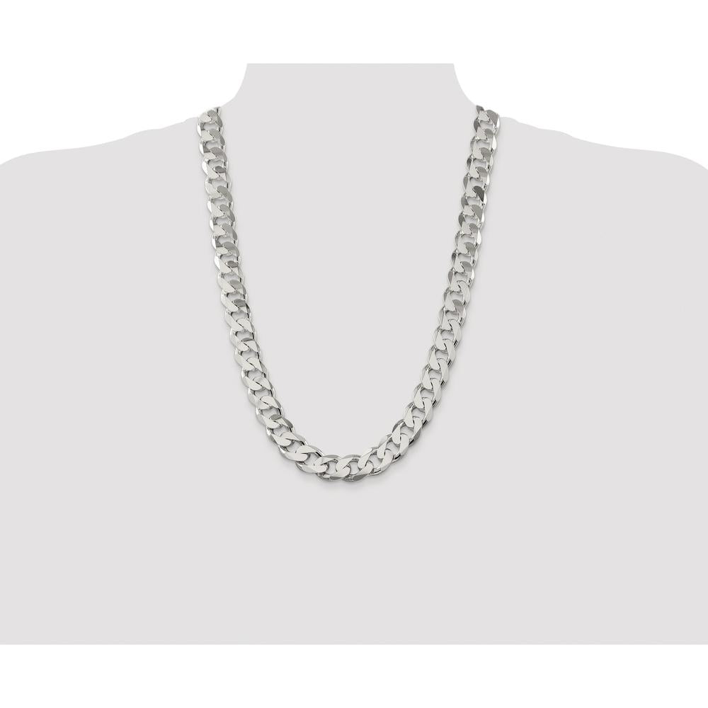 Sterling Silver Rhodium-Plated 14.5mm Curb Chain Necklace - 26 inches by Lumare Gioia