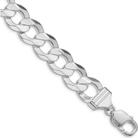 Sterling Silver Rhodium-Plated 14mm Concave Beveled Curb Chain Bracelet by Lumare Gioia