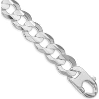 Sterling Silver Rhodium-Plated 15.75mm Concave Beveled Curb Chain Bracelet - 8in Length by Lumare Gioia