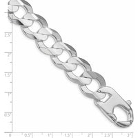 Sterling Silver Rhodium-Plated 15.75mm Concave Beveled Curb Chain Bracelet - 8in Length by Lumare Gioia