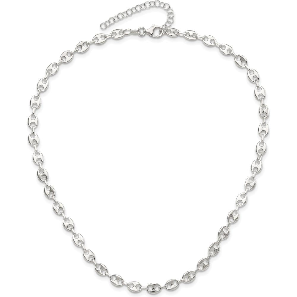Sterling Silver Rhodium-Plated 16in Fancy Link Necklace with 2in Extender by Lumare Gioia