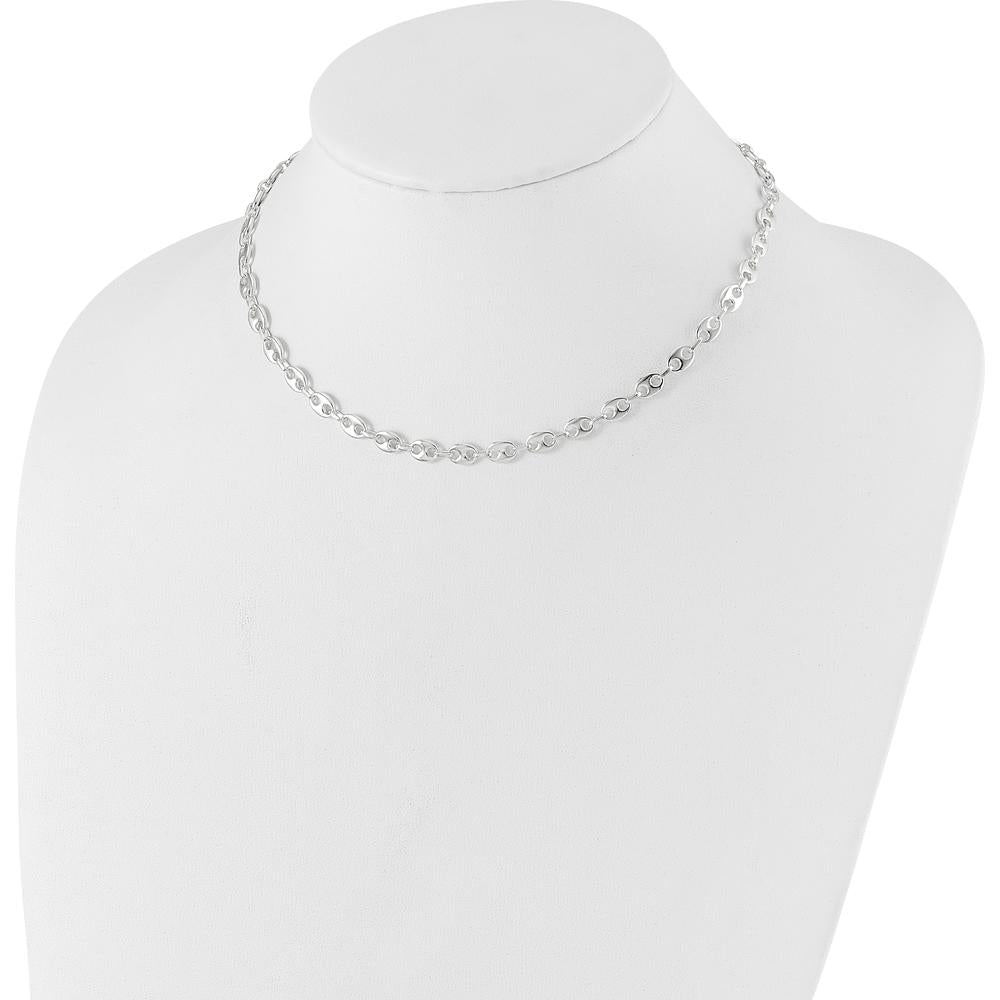 Sterling Silver Rhodium-Plated 16in Fancy Link Necklace with 2in Extender by Lumare Gioia