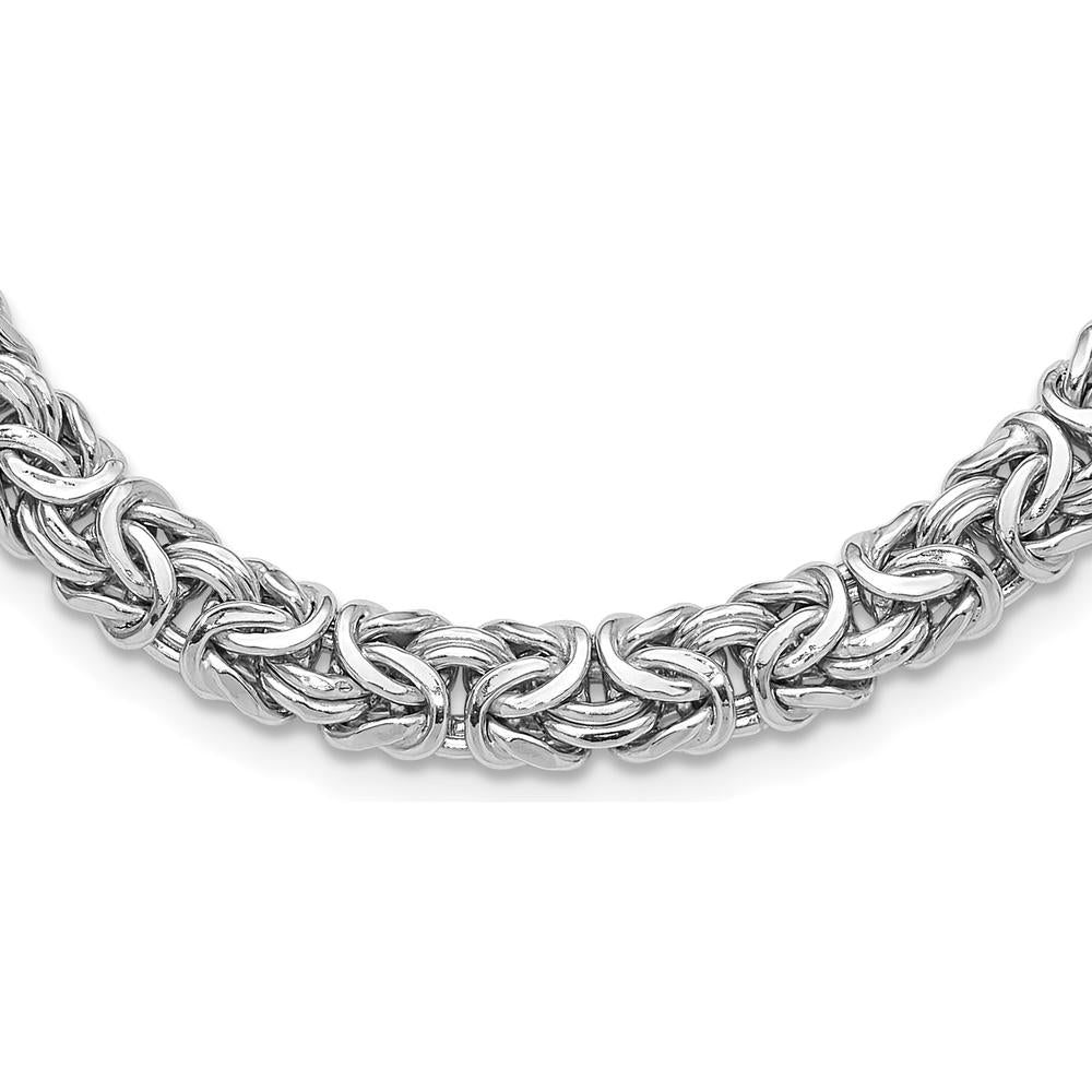 Sterling Silver Rhodium-Plated 17" Byzantine Link Necklace - 8.25mm Width by Lumare Gioia