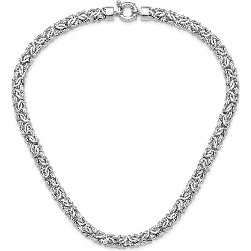 Sterling Silver Rhodium-Plated 17" Byzantine Link Necklace - 8.25mm Width by Lumare Gioia