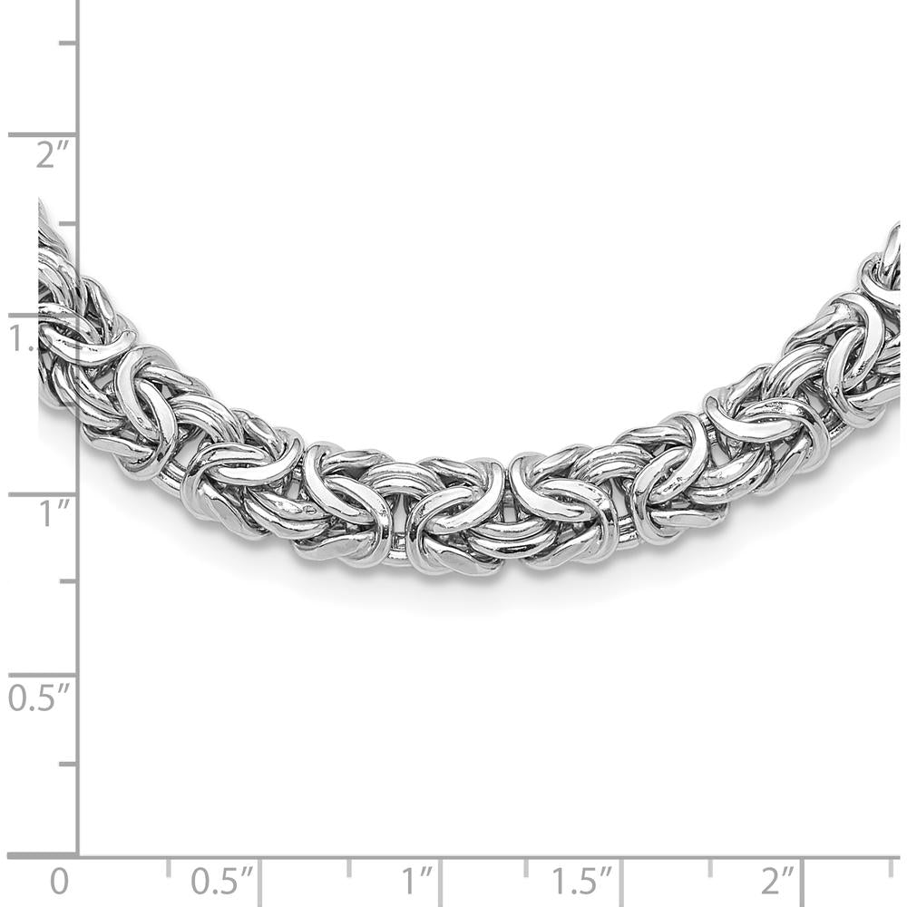 Sterling Silver Rhodium-Plated 17" Byzantine Link Necklace - 8.25mm Width by Lumare Gioia