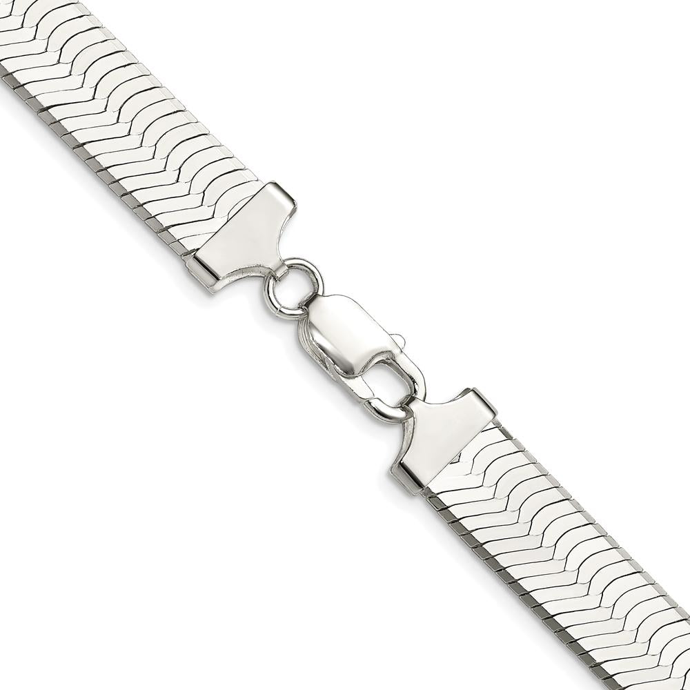 Sterling Silver Rhodium-Plated 18" 10.5mm Magic Herringbone Chain Necklace by Lumare Gioia