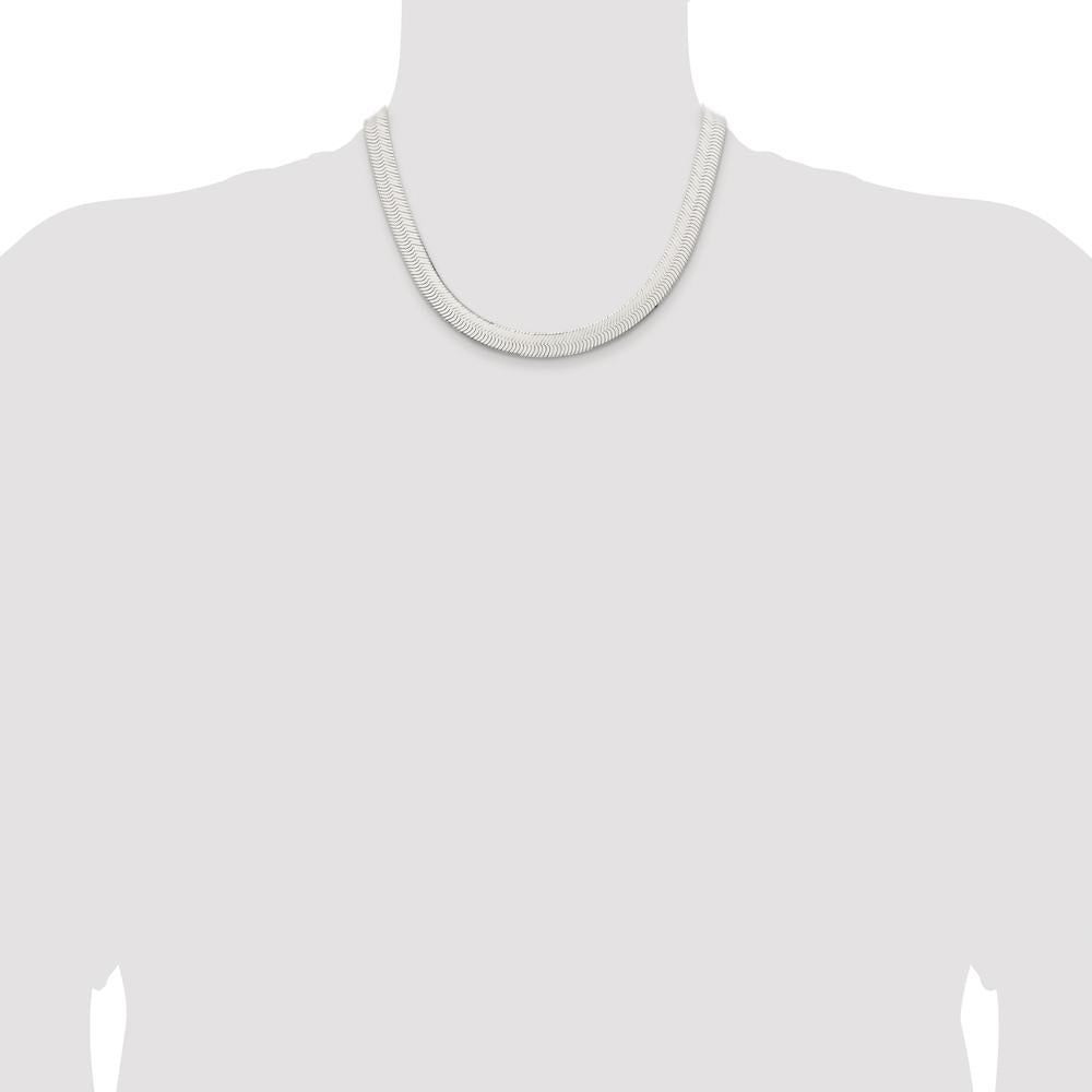 Sterling Silver Rhodium-Plated 18" 10.5mm Magic Herringbone Chain Necklace by Lumare Gioia