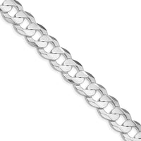 Sterling Silver Rhodium-Plated 18" 11.9mm Concave Beveled Curb Chain Necklace by Lumare Gioia