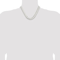 Sterling Silver Rhodium-Plated 18" 11.9mm Concave Beveled Curb Chain Necklace by Lumare Gioia