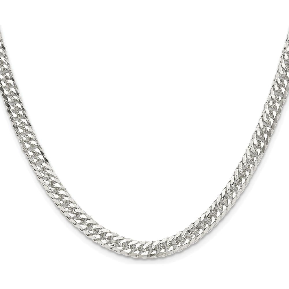 Sterling Silver Rhodium-Plated 18" 5.7mm Double Diamond-Cut Curb Chain by Lumare Gioia