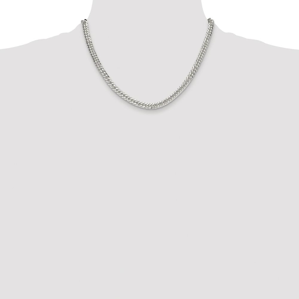 Sterling Silver Rhodium-Plated 18" 5.7mm Double Diamond-Cut Curb Chain by Lumare Gioia
