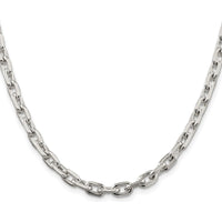 Sterling Silver Rhodium-Plated 18" Beveled Oval Cable Chain - 5.4mm Width by Lumare Gioia