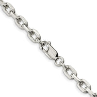 Sterling Silver Rhodium-Plated 18" Beveled Oval Cable Chain - 5.4mm Width by Lumare Gioia