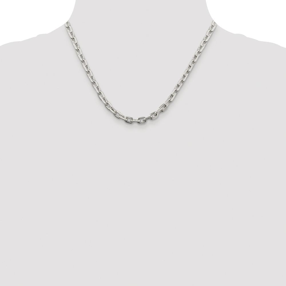 Sterling Silver Rhodium-Plated 18" Beveled Oval Cable Chain - 5.4mm Width by Lumare Gioia