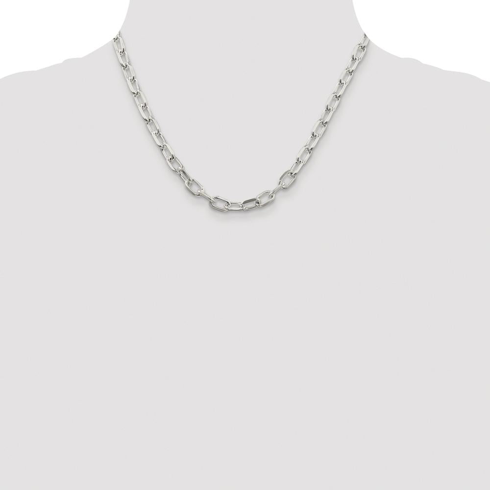 Sterling Silver Rhodium-Plated 18" Cable Chain with Diamond-Cut Links by Lumare Gioia